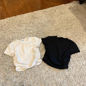 Aritzia TNA Black and Gray Rouged Crop Tops